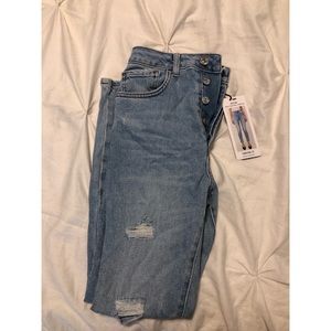 mom high waisted stretch ripped skinny jeans